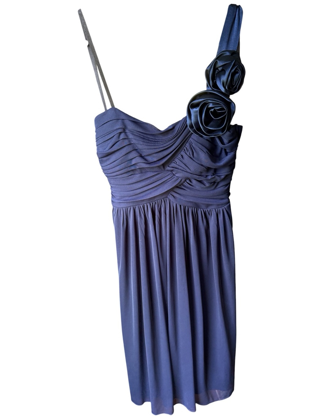 Vintage City triangles one shoulder with rosettes navy mini dress size small Y2K